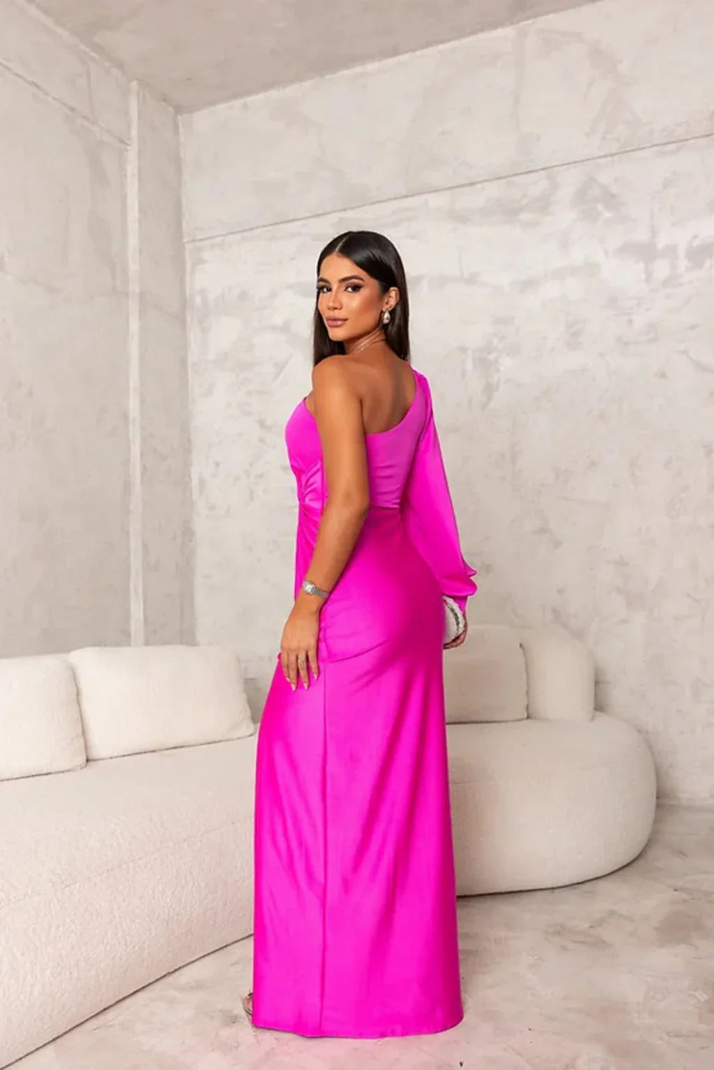 Marie™ - Robe Longue Asymétrique Drapée En Satin