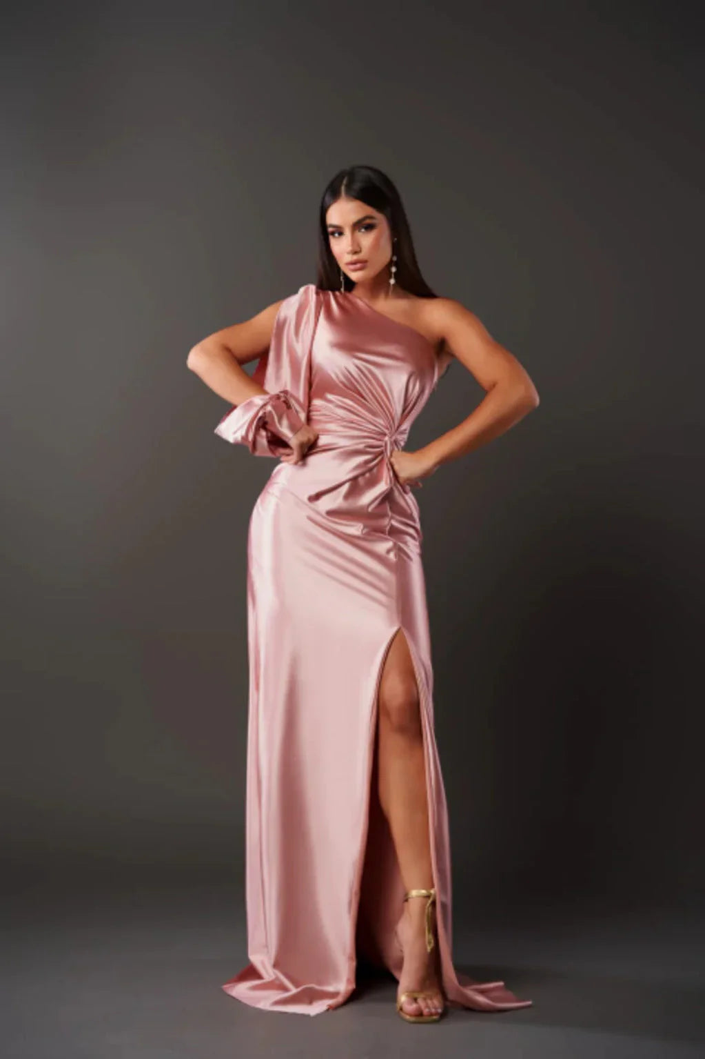 Marie™ - Robe Longue Asymétrique Drapée En Satin