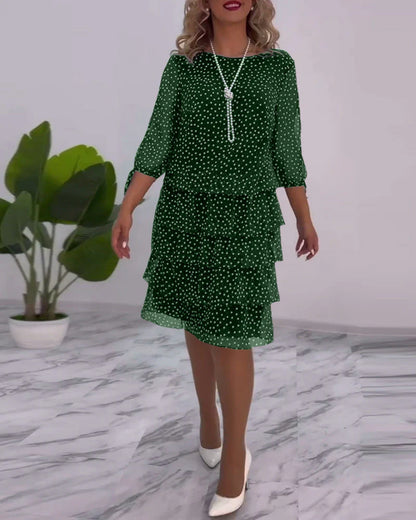 Camilla™ - Robe à Pois Superposée Festive