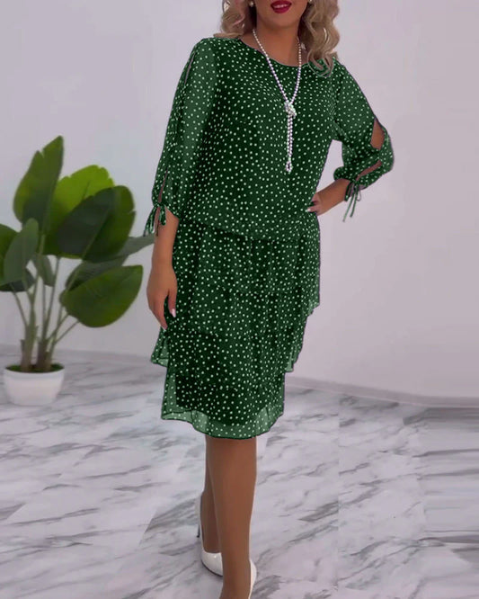 Camilla™ - Robe à Pois Superposée Festive