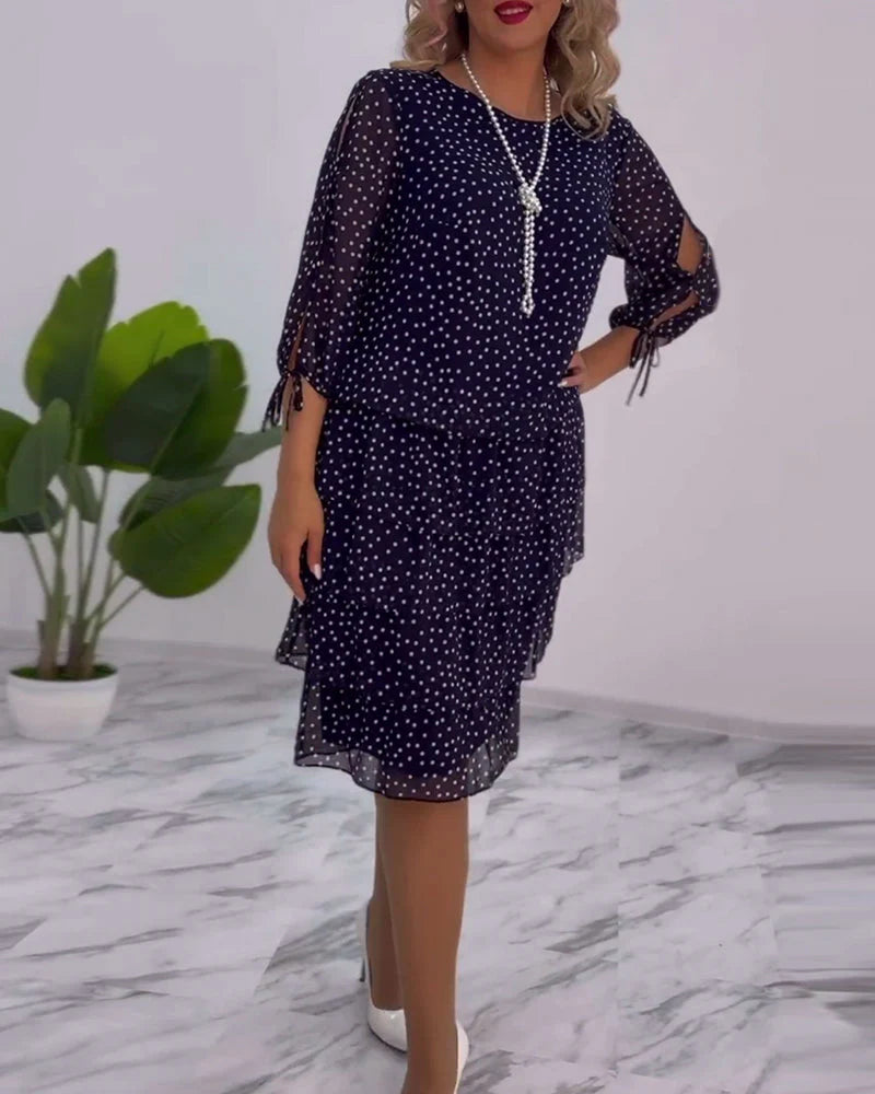 Camilla™ - Robe à Pois Superposée Festive