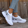 Women's Leopard Print Lace-Up Casual Sneakers